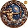 Vintage Schütze Sternzeichen Blaue Metall Wandkunst, 2D Flaches Aluminium Sternennacht Schild