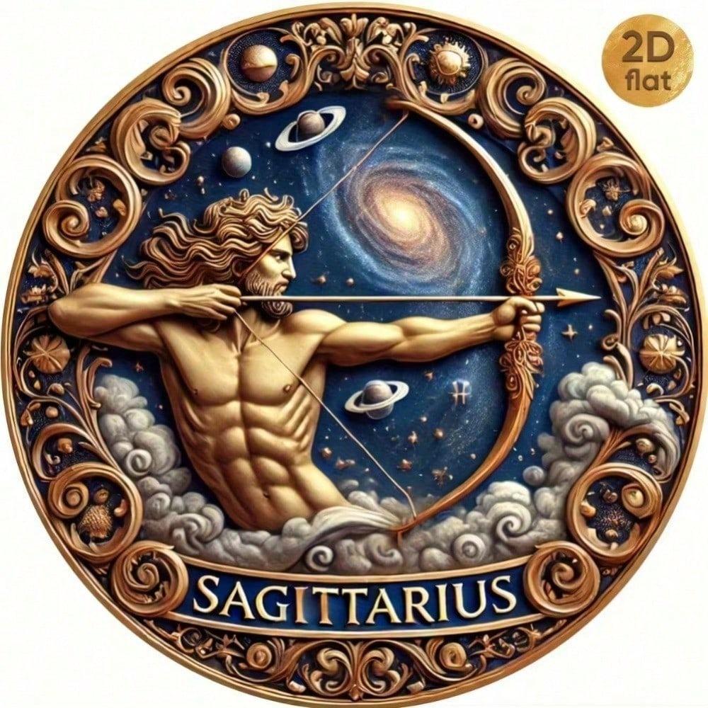 Vintage Schütze Sternzeichen Blaue Metall Wandkunst, 2D Flaches Aluminium Sternennacht Schild