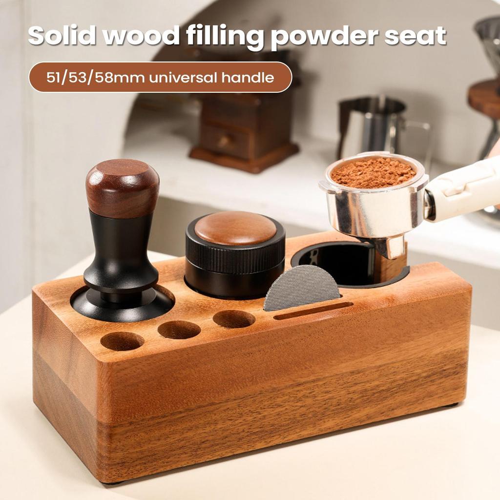 Espresso Tamper Station Wooden Espresso Storage Coffee Organizer tampering Station For 51-58mm Tamper/ Dispenser/ Portion Bag