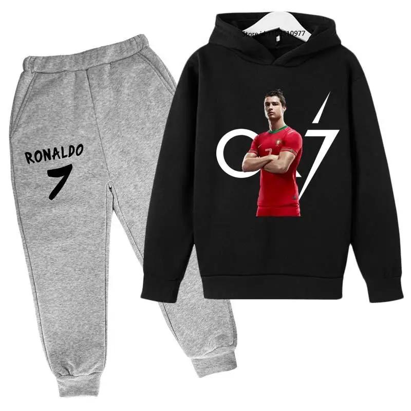 Children's Hoodie Cute Bear Print Sweatshirt Top+trousers 2P Boys Girls Boys Pullover Outdoor Sports Charming Fashion Casual Set