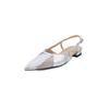 Fashion New Summer Sandals Split Leather Pointed Toe Sandals for Women Low Heels Fashion Mesh Sandals Ladies Shoes Women Golden Silvery