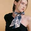 Le Jardin Long Twilly Silk Scarf - Dark Navy/Light Beige