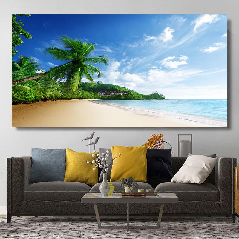 Natural Modern Seascape Wall Pictures Landscape Beach Sea Ocean Canvas Painting Wall Art Posters for Living Room Decor Cuadros
