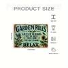 1PC Vintage-Style Garden Rules Tin Sign - Relaxing Quote with Birds, Sunflowers & Butterflies,Durable Metal Wall Art for Outdoor