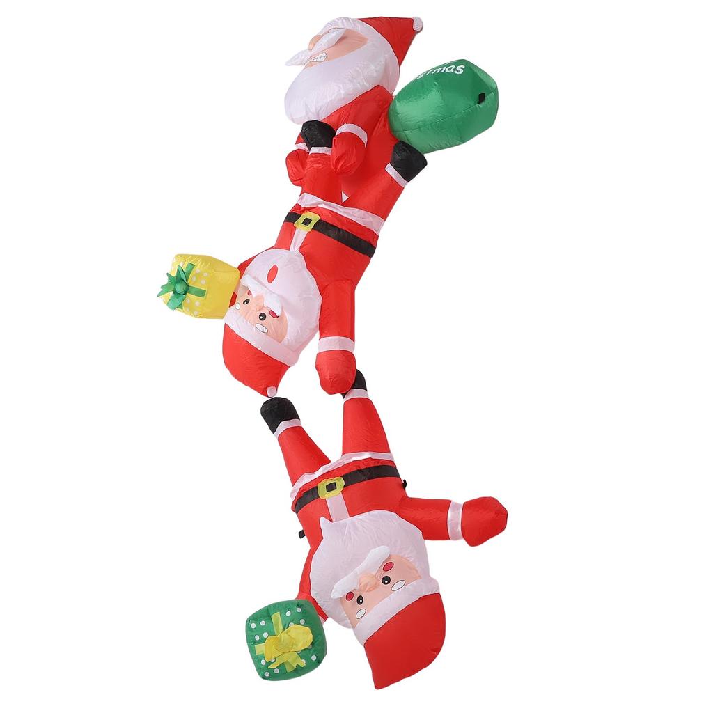 8.2FT Inflatable Climbing 3 Father Xmas 210T Polyester Water Proof Hanging Blow Up Father Xmas with LED Light for Outdoor Wall Decoration