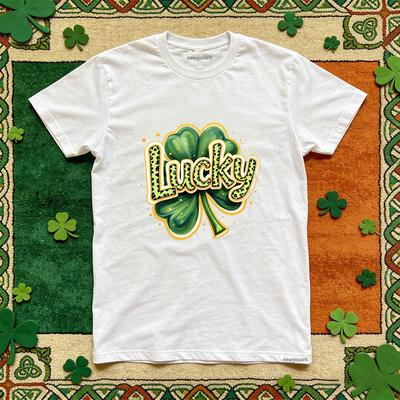 St. Patrick's Day Glücks-Irisch 317t Shirt Grün Baumwolle Lustige Festival Grafik T-Shirts Lässig Unisex Erwachsene Frau Mann Party T-Shirt