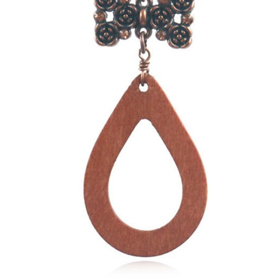 1 Pair Flower Shape Bohemia Drop Earrings Wood Waterdrop Shape Beads Hook Earrings Jewelry