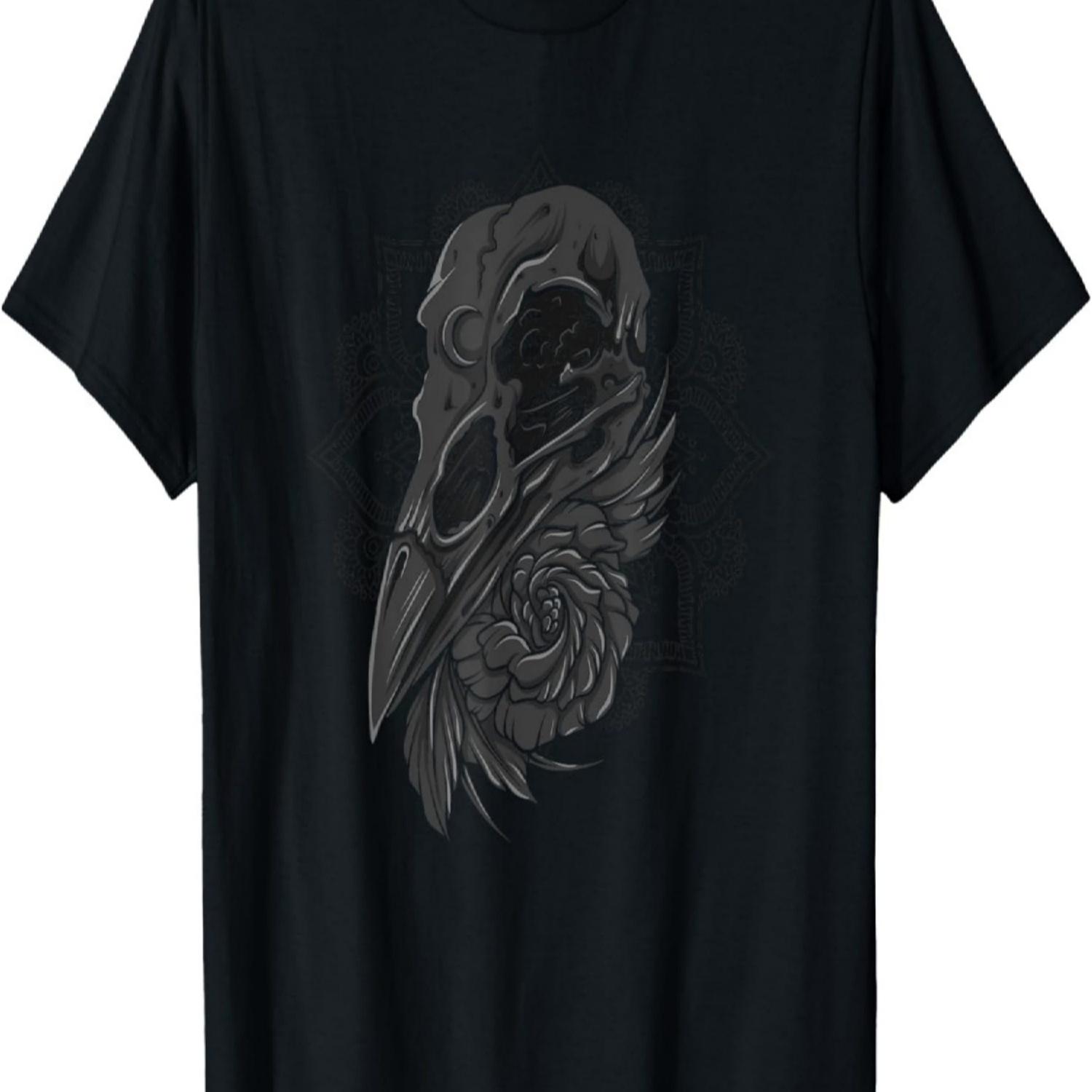 Viking Raven Crow Skull Gothic Bird Lover Occult Norse Pagan T-Shirt S чёрный