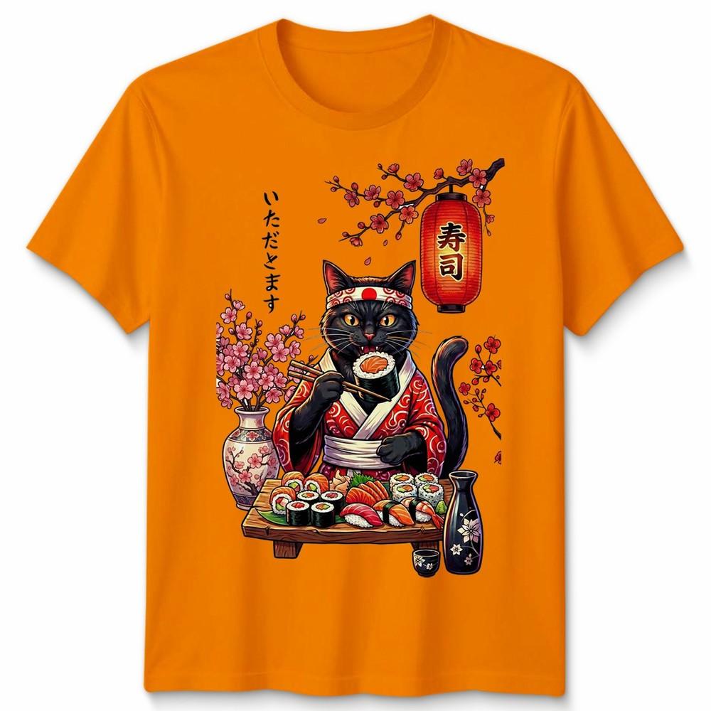Japanese Sushi Cat Kitten Anime Unisexga Unisex T Shirt Unisexs Unisexs Tee