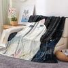 White Cat Print Flannel Blanket, High quality Comfortable for All Seasons, Home Decor, Warmth and Comfort, Perfect for Christmas Gifts