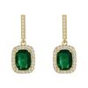 1Pair French Vintage Green Transparent Gem Simple Hanging Earring Jewelry Exquisite Drop Dangle Personality  Stud Earring