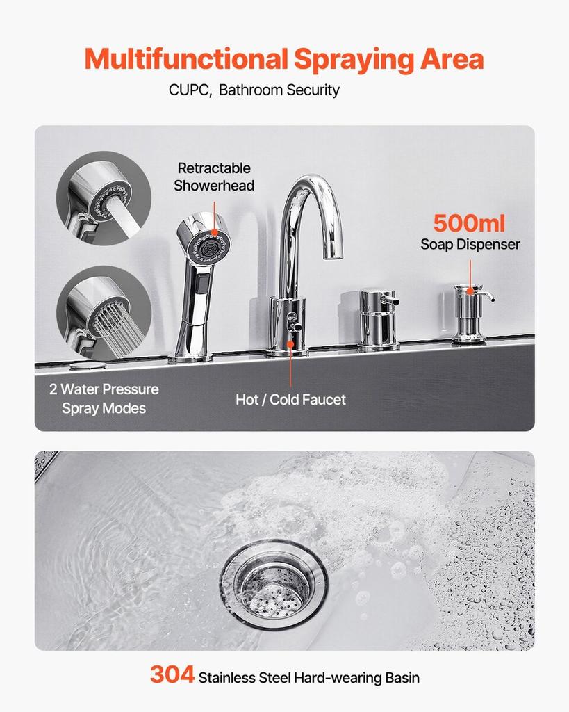 127 Cm Dog Grooming Bath Tub Stainless Steel W Ramp Faucet Showerhead