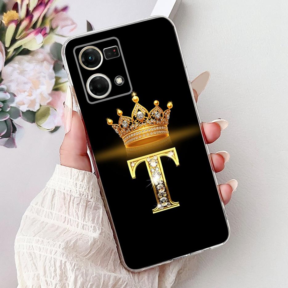 For Oppo F21 Pro 4G Case Reno7 4G CPH2363 New Crown Letters Cover Soft Silicone Phone Case For Oppo Reno8 Reno 7 F21Pro 4G Shell