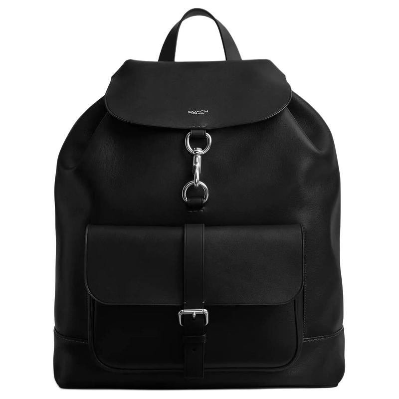 

COACH Lennox 35 adjustable shoulder strap natural grain and vegetable tanned leather backpack large size men s black чорний