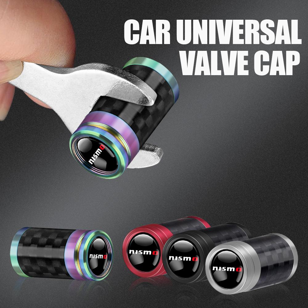 ARE4 4Pcs Car Metal Carbon Fiber Wheel Tire Valve Tyre Dust Caps Badge For Nissan GTR Nismo X-trail Qashqai Leaf Note Juke Sentra