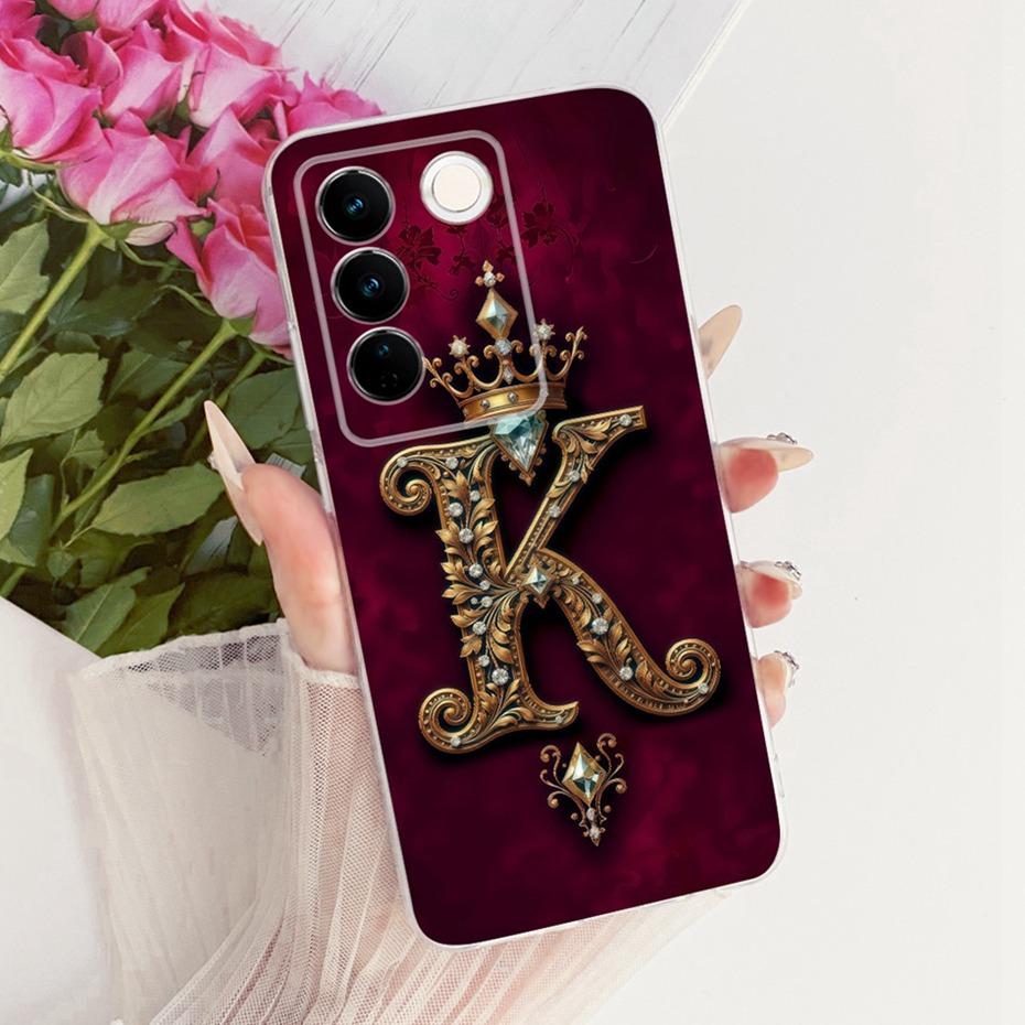 Fashion Crown Letter Case For Vivo V27 Pro V2230 V2231 Soft Silicone TPU Back Cover For Vivo V27 V27Pro Phone Cases