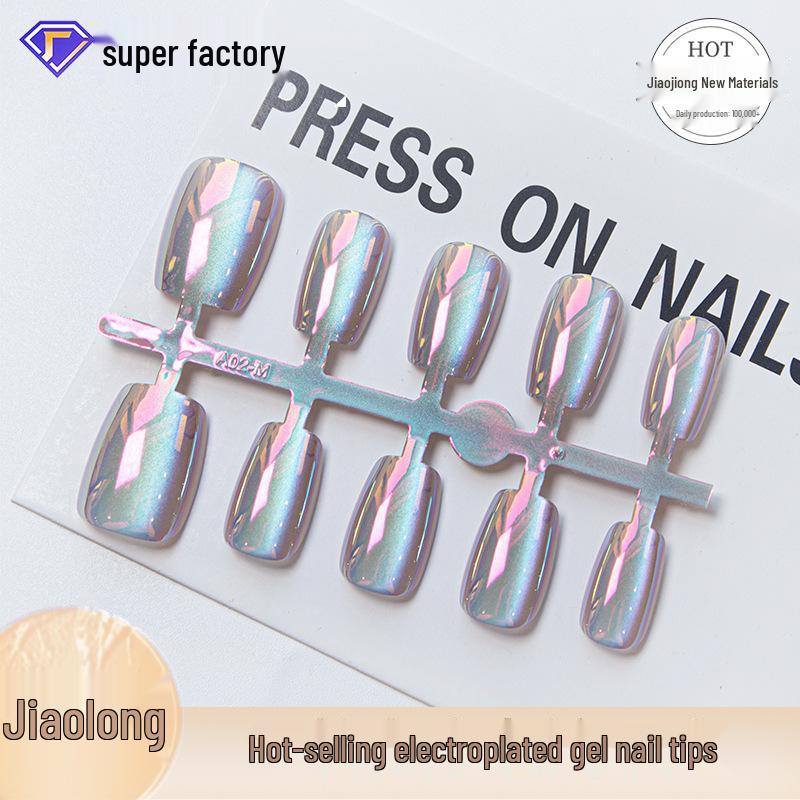 

Jiaolong Aurora Crystal & Cat Eye Pre-made Electroplated Nail Set Medium