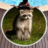 Wild Animal Raccoon Round Beach Towel Soft Microfiber Beach Blanket Sand Free Quick Dry Circle Bath Towel Absorbent Yoga Mat