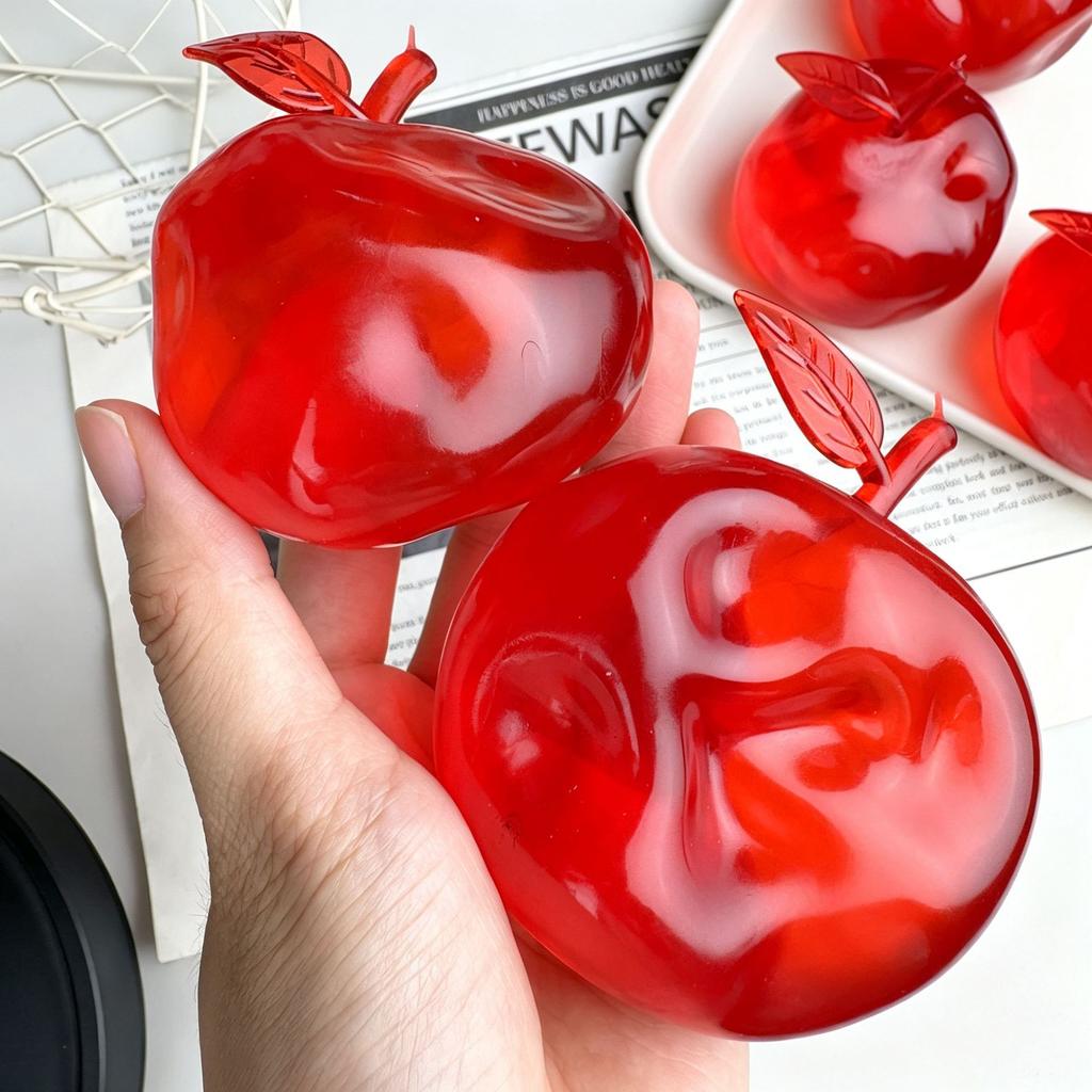 Moldable Red Apple Squeeze Toy Squishy Fruit Apple Fidget Toy Stress Relief Decompression Toys No-Rebound New Year Chrismas Gift