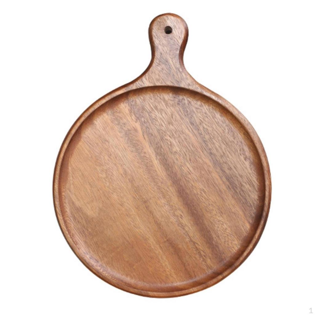 Wooden Serving Board with Handle Pizza Smooth Walnut Platter for Hosts,