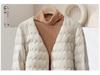 Women's Lightweight Down Jacket, Short Wave Pattern, Convertible Round/V-Neck, Warm for Autumn/Winter