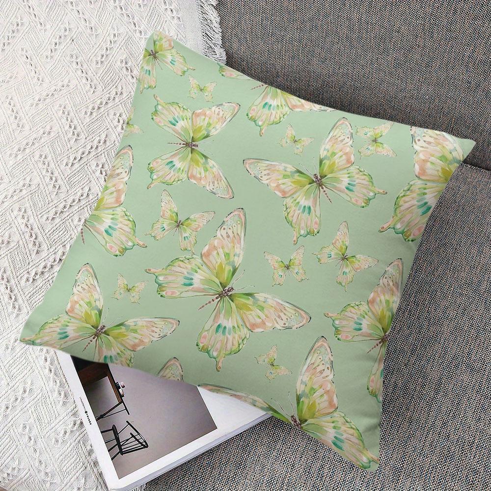 Mint Flutter Square Jacquard Pillow Cover for Sofa Office Waist Cushion Cover Home Decorative Pillowcase