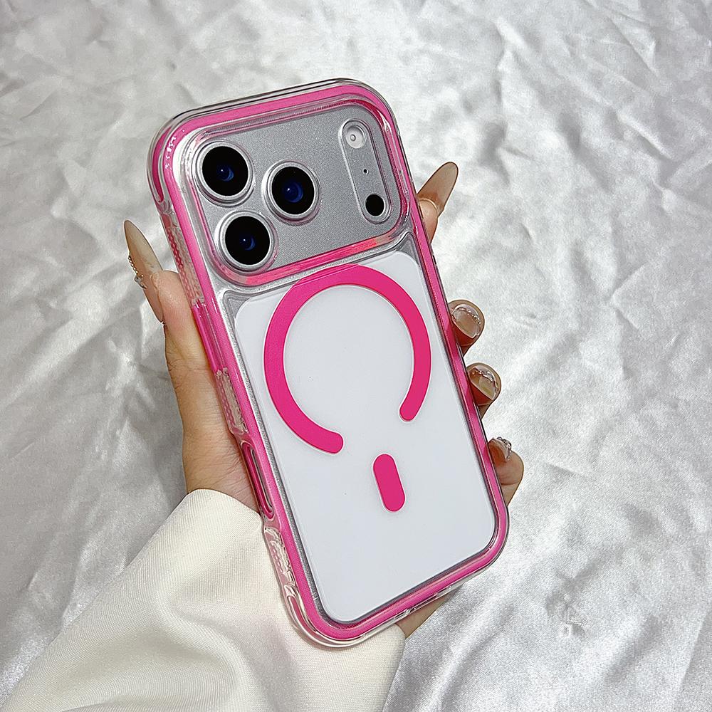 Custodia Magnetica Paraurti Trasparente Antiurto 2 IN 1 per For Iphone 16 1 14 Plus 13 12 11 17 Pro Max Per Cover Posteriore Ricarica Wireless