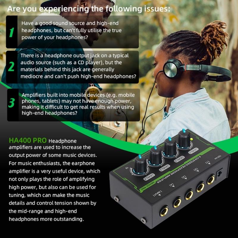 4 Channel Headphone Amplifier for Mixers Headphone Mixers Amplifier Headphone Splitter LED Headphone Amplifier Splitter