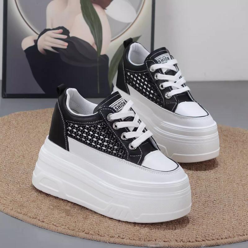Fashion 10CM Microfiber Leather Platform Wedge High Brand Women Platform Wedge Sandals Flats Chunky Sneakers Vulcanize Hollow Shoes
