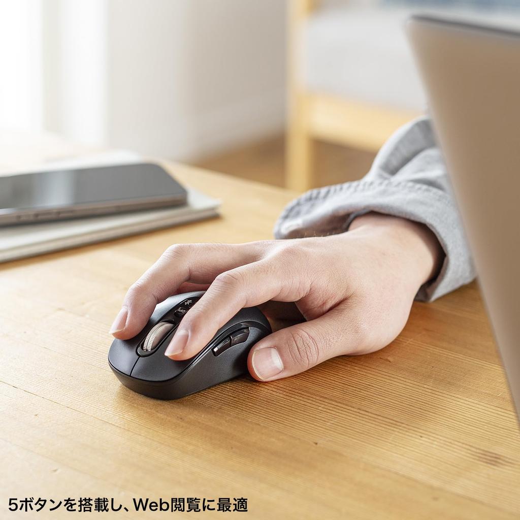 Sanwa Supply Silent Bluetooth Mouse (Tilt Wheel, High-Speed Scrolling) MA-BBS529BK