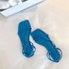 2025 summer new vacation style square head cross strap sandals cover toe blue flat sandals women