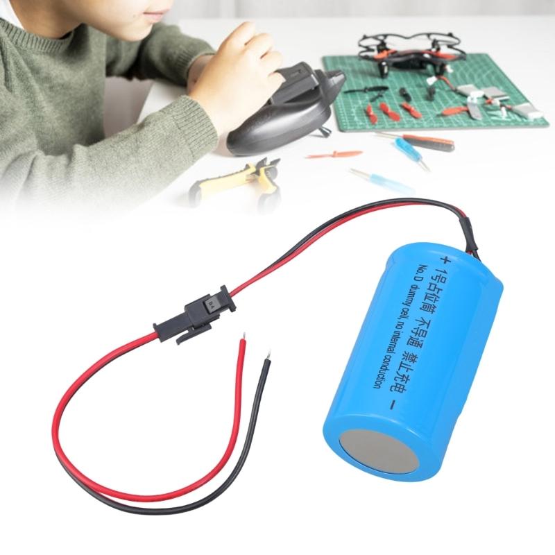 LR20 D Dummy Battery Spacer Fake Battery Placeholder with Input Cable for Electronics Power Supply Replacement