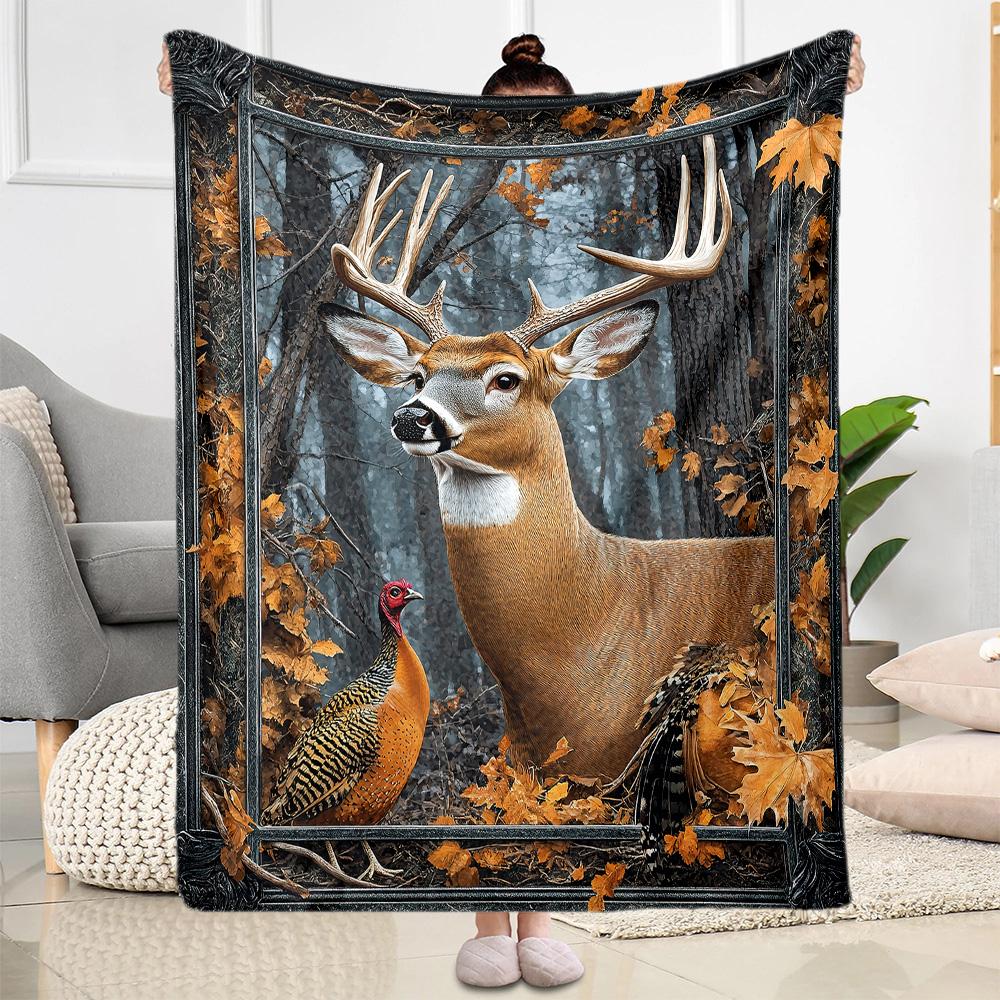 Deer Blanket Soft & Cozy Great for Office Livingroom Sofa All-Season Use Digital Print Perfect Gift for Relatives and Friends
