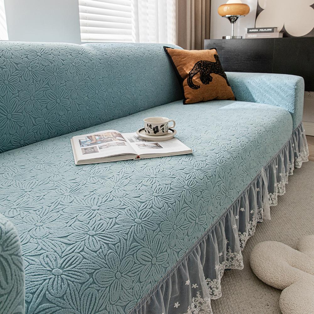 New Skirted Sofa Cover Anti Cat Scratch Elastic and Anti Slip All Inclusive Universal Set All Season Suitable Sofa Cover Cloth
