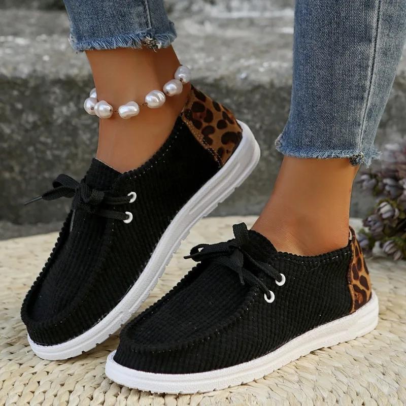 

Fashion 2025 New Arrival Plus Size Casual Sneakers Breathable Two-Tone Flat Shoes Light Weight Versatile Lace-Up Walking Shoes for Women 36 чёрный