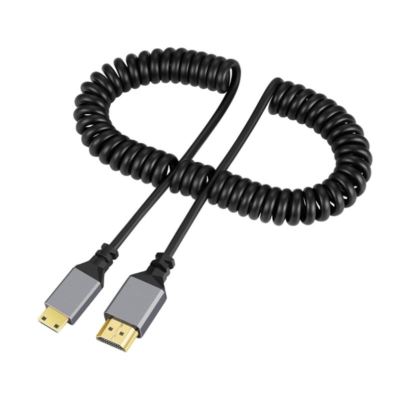HDMI-compatible 4K Coiled Cable, HDMI-compatible 2.0 Version High Speed Cable, Male to Male Adapter Spring Spiral Cord