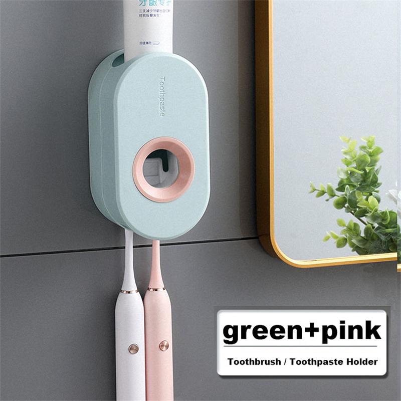 

Automatic Toothpaste Dispenser Wall Mount Toothpaste Squeezer with Toothbrush Holder for Family Shower Bathroom Accessories светло-синий