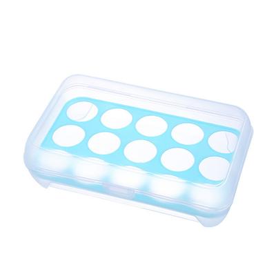 Porta Ovos de 15 Compartimentos Caixa de Armazenamento de Plástico Recipiente para Alimentos Ferramenta de Cozinha(Azul)
