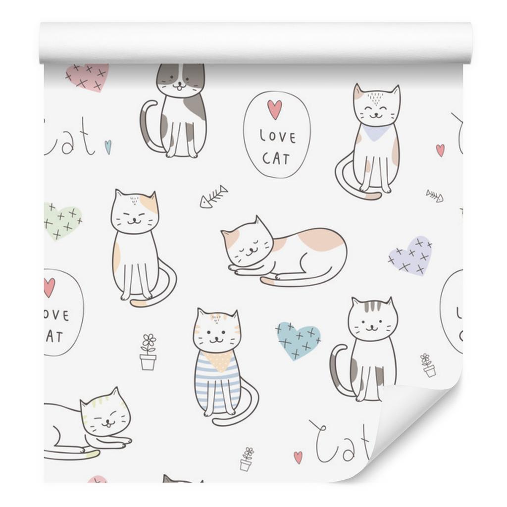 Cheerful kittens wallpaper for living room and bedroom 50x1000