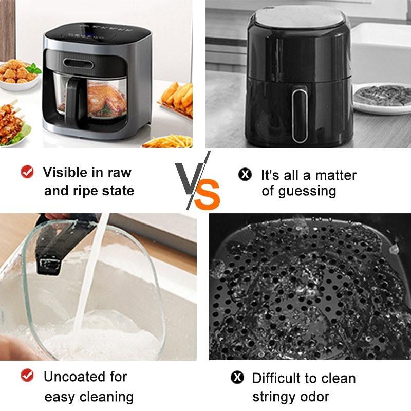 6L Large Capacity Air Fryer LED Digital Touch Screen Electric Fryer Multi-function Visible Window Kitchen Cooking Appliance