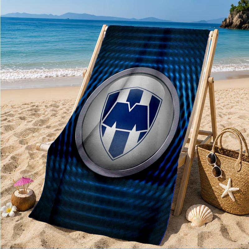 Monter-rey Football Crest Art Printed Microfiber Beach Towel, Soft And Absorbent, Quick-Dry, Ideal for Summer Travel, Beach Essential, Swimming Pool