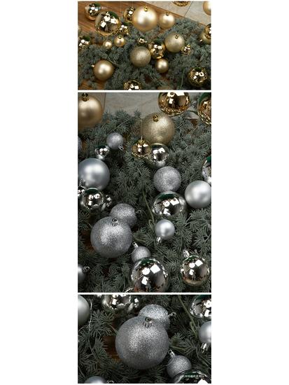 Silver Matte Electroplated Large Gold Christmas Tree Ornament, 3-60 Ball Arrangement.