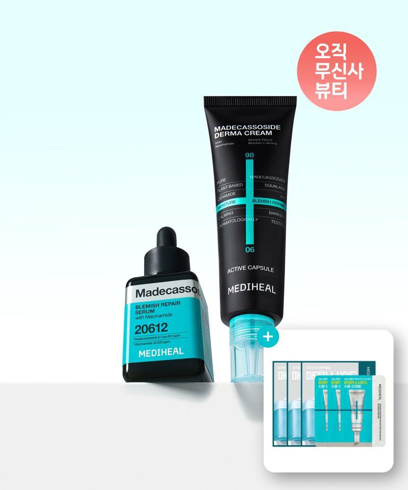 [2-pack] Madecassoside Moisture Blemish Repair Serum 40ml + Moisture Blemish Repair Cream 50ml (Additional gifts: Pads + Sun Serum)