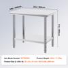 SucceBuy Stainless Steel Kitchen Work Bench Commercial Catering Table Worktable with Undershelf for Restaurant Garage
