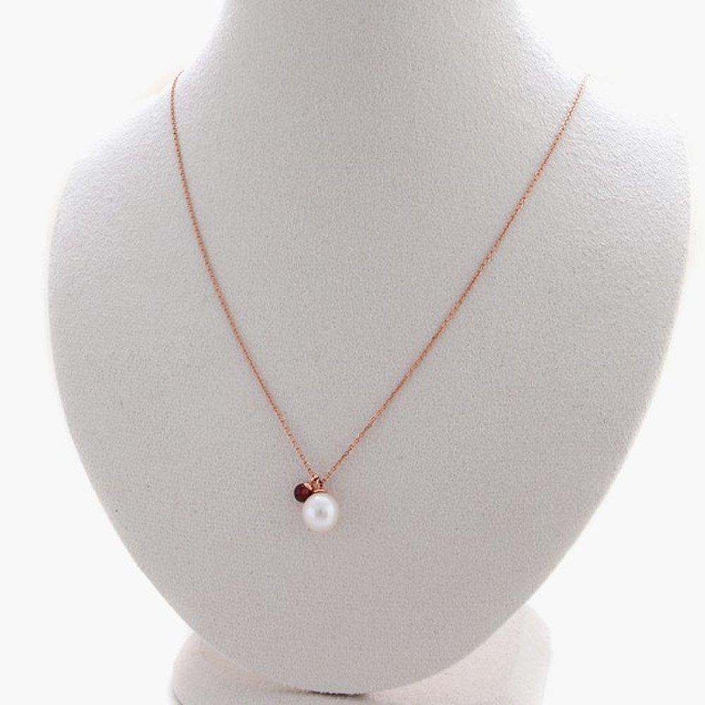 J.Lauren 91N0689 January Birthstone Garnet Pearl Long Necklace