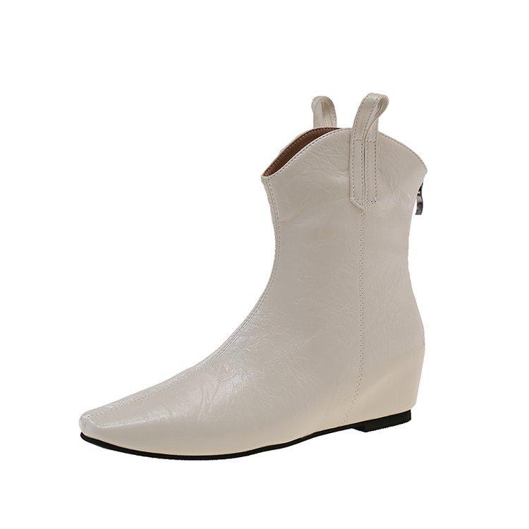 Silver Martin boots women's new pointed inner heightening zipper slim boots women's boots V-mouth short Chelsea boots