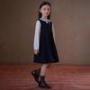 Hacikis Girls' Academy Style Faux Two-Piece Long Sleeve Mid-Length Dress