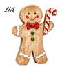 Durable Solid Wood Ornaments Christmas Wooden Gingerbread Man Decor, Rustic Gingerbread, Candy Cane House Figurines, Xmas Tabletop for Mantel