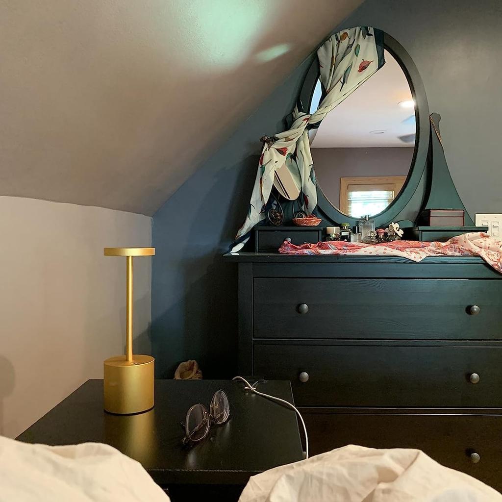 Upgraded Cordless Table Lamp, 5000mAh Rechargeable Battery, IP54 Waterproof, Aluminum Alloy, 3 Color Modes Stepless Dimming Up To 40 Hours, for