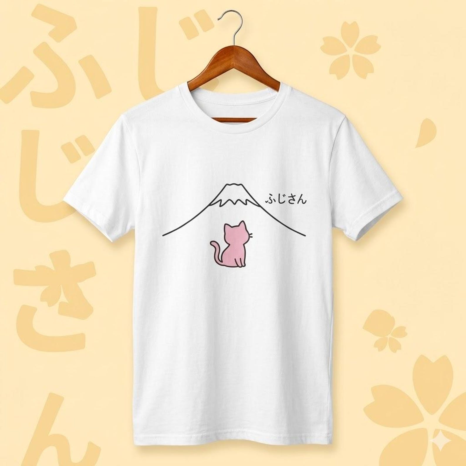 Mt Fuji Kawaii Cat T-Shirt | Japanese Mountain Cat Graphic Tee | Japan Travel Shirt M